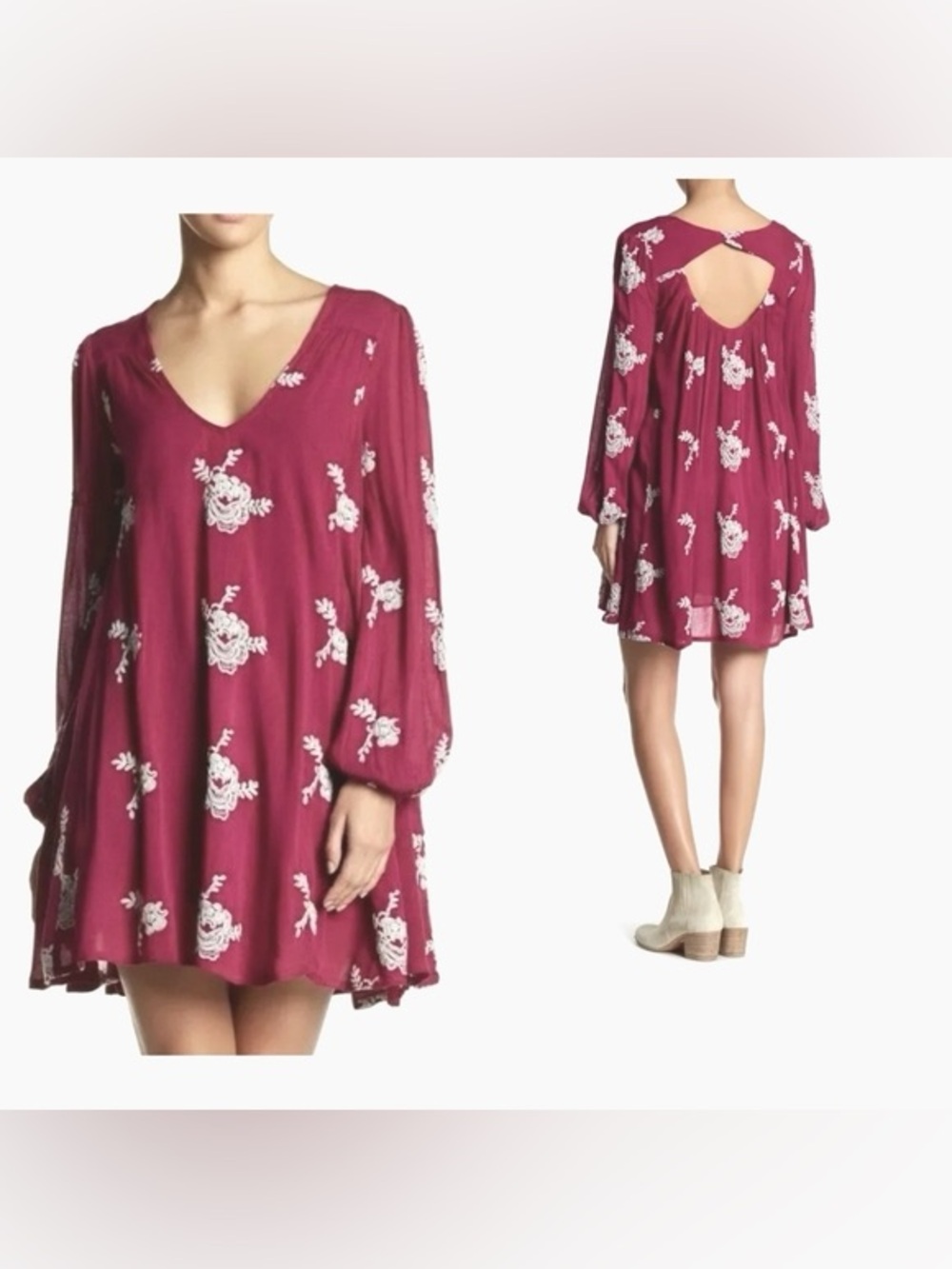 Free People Austin Floral Long Sleeve Swing Dress